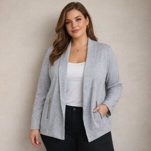 Tart Open-Front Knit Blazer Jacket Gray Size XL